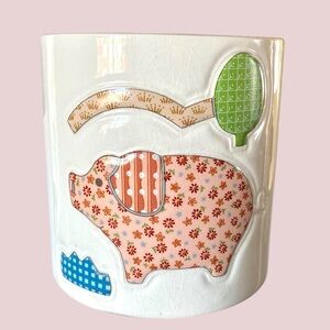Vintage 1983 Enesco Japan Quilted Garden Patch Patchwork Pig Planter Pot 5.5”